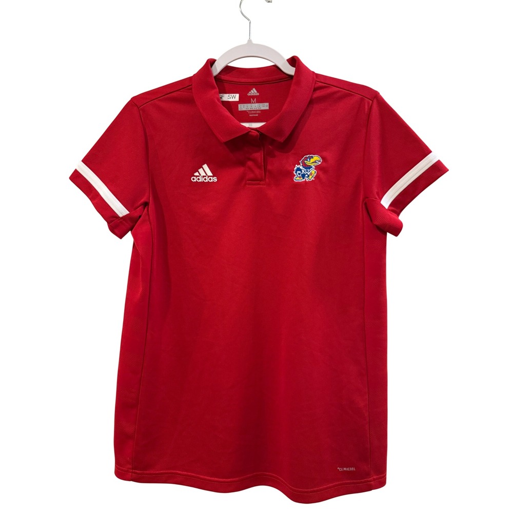 Adidas Kansas Jayhawks Women‎ Red Climacool Short Sleeve Polo Shirt Medium